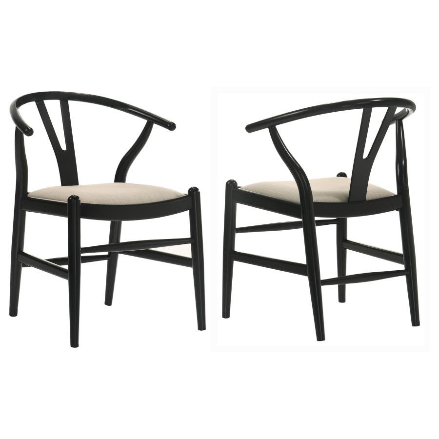 CRESTMONT WOOD WISHBONE DINING SIDE CHAIR BLACK (SET OF 2)