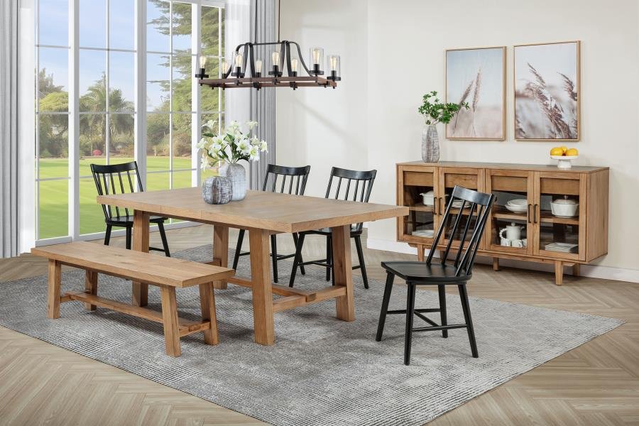 MIDDLETON 6-PIECE EXTENSION LEAF DINING SET BROWN AND BLACK