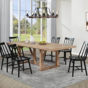MIDDLETON 7-PIECE EXTENSION LEAF DINING SET BROWN AND BLACK