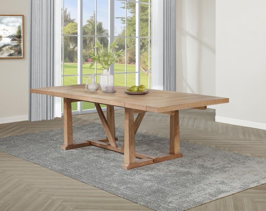 MIDDLETON 106-INCH EXTENSION LEAF DINING TABLE NATURAL BROWN - Image 2