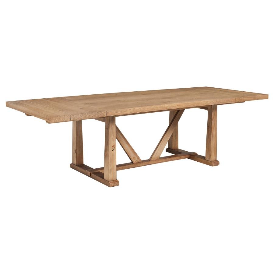 MIDDLETON 106-INCH EXTENSION LEAF DINING TABLE NATURAL BROWN