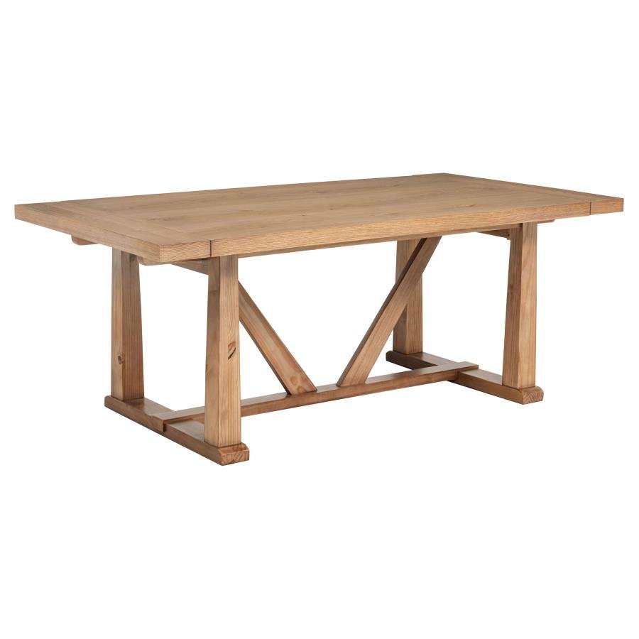 MIDDLETON 106-INCH EXTENSION LEAF DINING TABLE NATURAL BROWN - Image 4