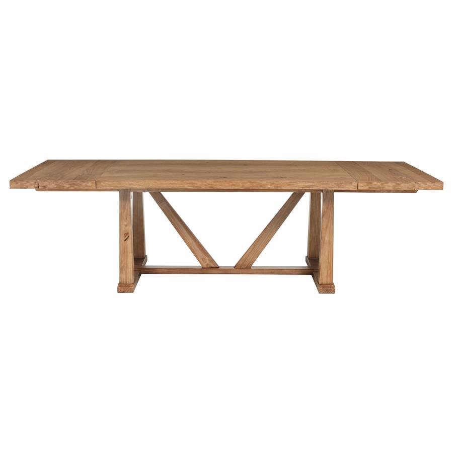 MIDDLETON 106-INCH EXTENSION LEAF DINING TABLE NATURAL BROWN - Image 5