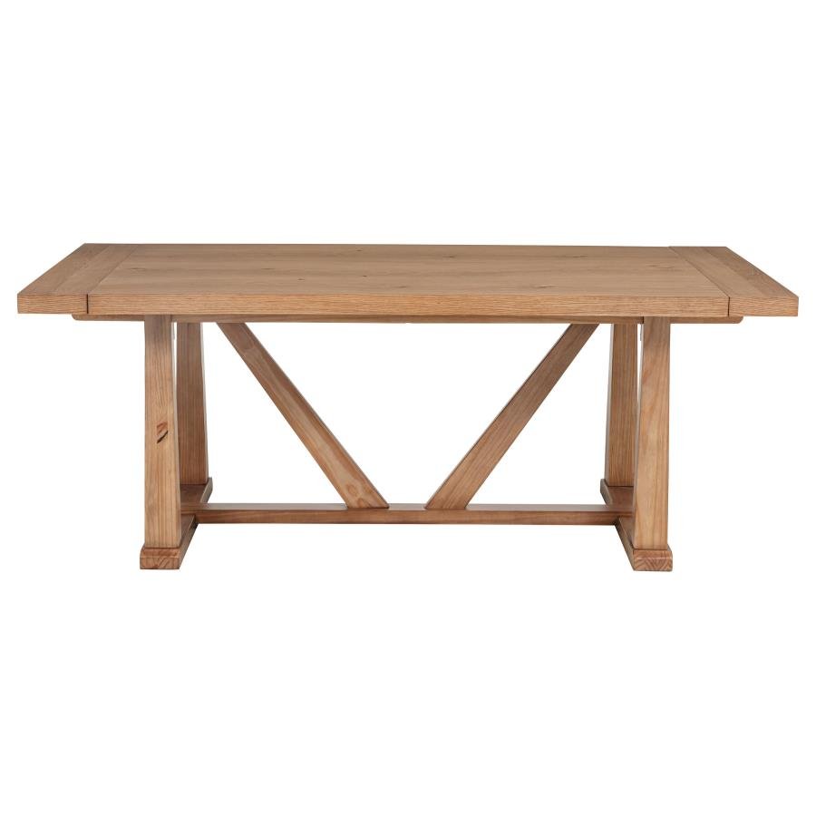 MIDDLETON 106-INCH EXTENSION LEAF DINING TABLE NATURAL BROWN - Image 6