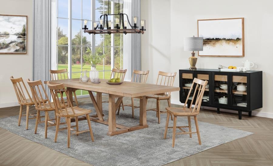 MIDDLETON 106-INCH EXTENSION LEAF DINING TABLE NATURAL BROWN - Image 14