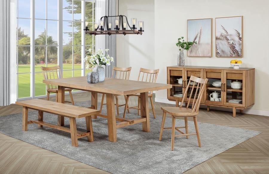 MIDDLETON 60-INCH WOOD BACKLESS DINING BENCH NATURAL BROWN - Image 7