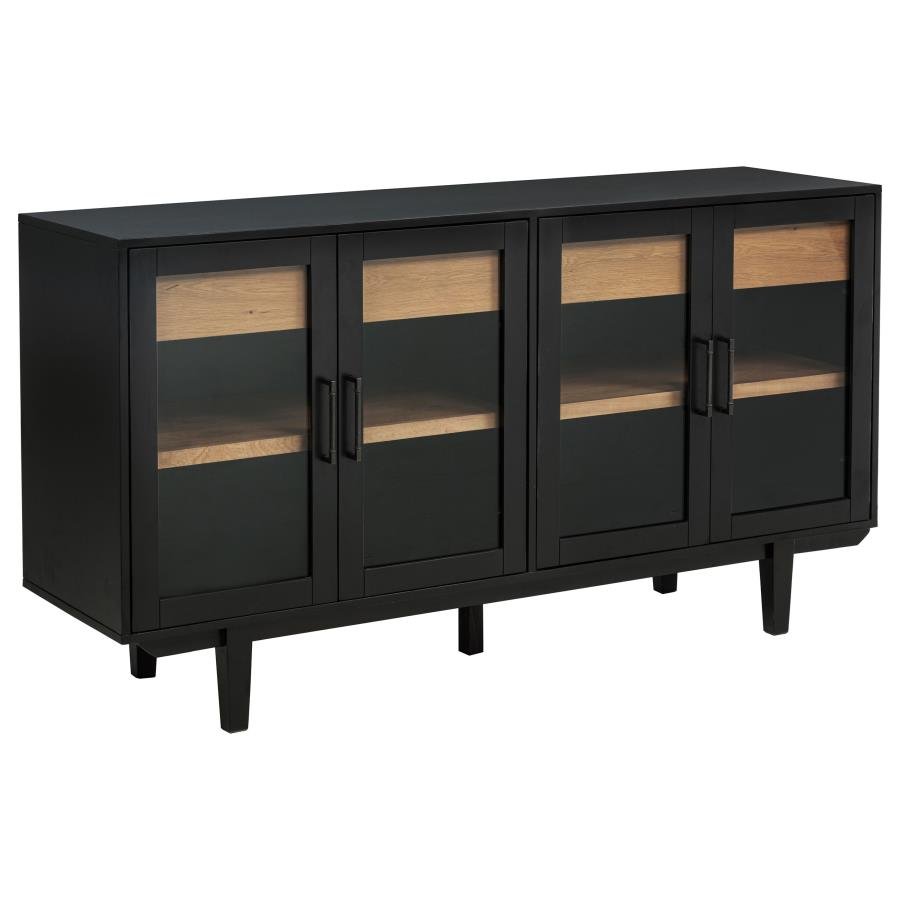 MIDDLETON 4-DOOR SIDEBOARD SERVER WITH DUAL DRAWERS BLACK