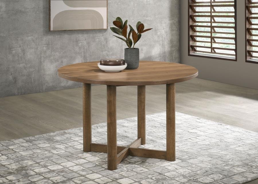 CRESTMORE 46-INCH ROUND WOOD DINING TABLE WALNUT - Image 2