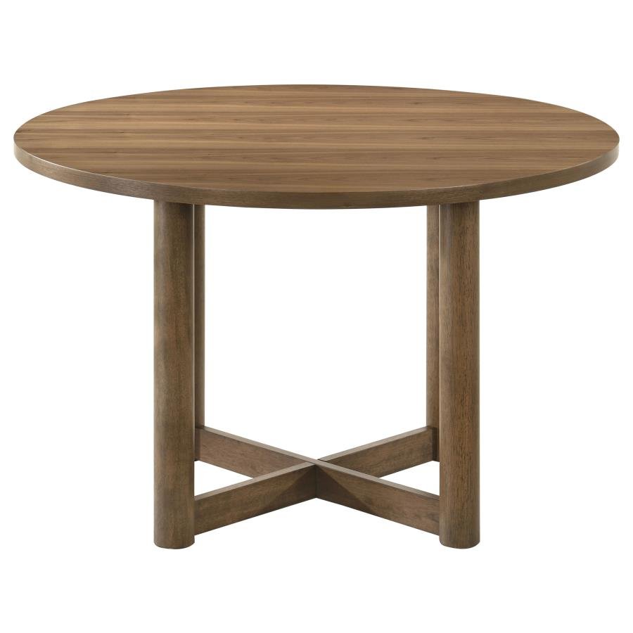 CRESTMORE 46-INCH ROUND WOOD DINING TABLE WALNUT - Image 3