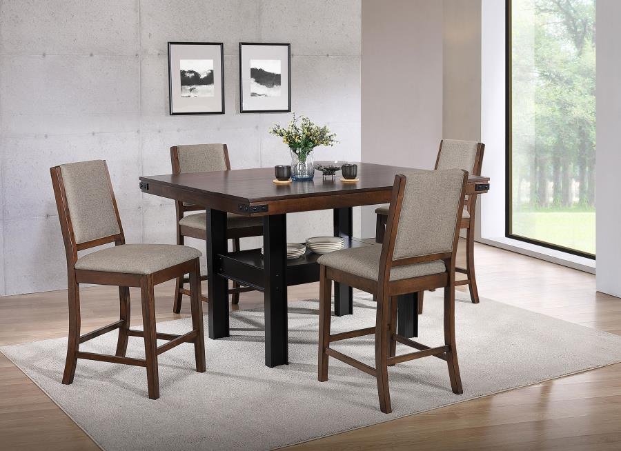 PATTERSON 5-PIECE COUNTER HEIGHT DINING SET MANGO OAK