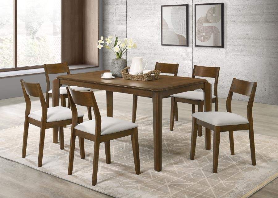 ALMONTE 7-PIECE 59-INCH RECTANGULAR DINING SET DARK BROWN