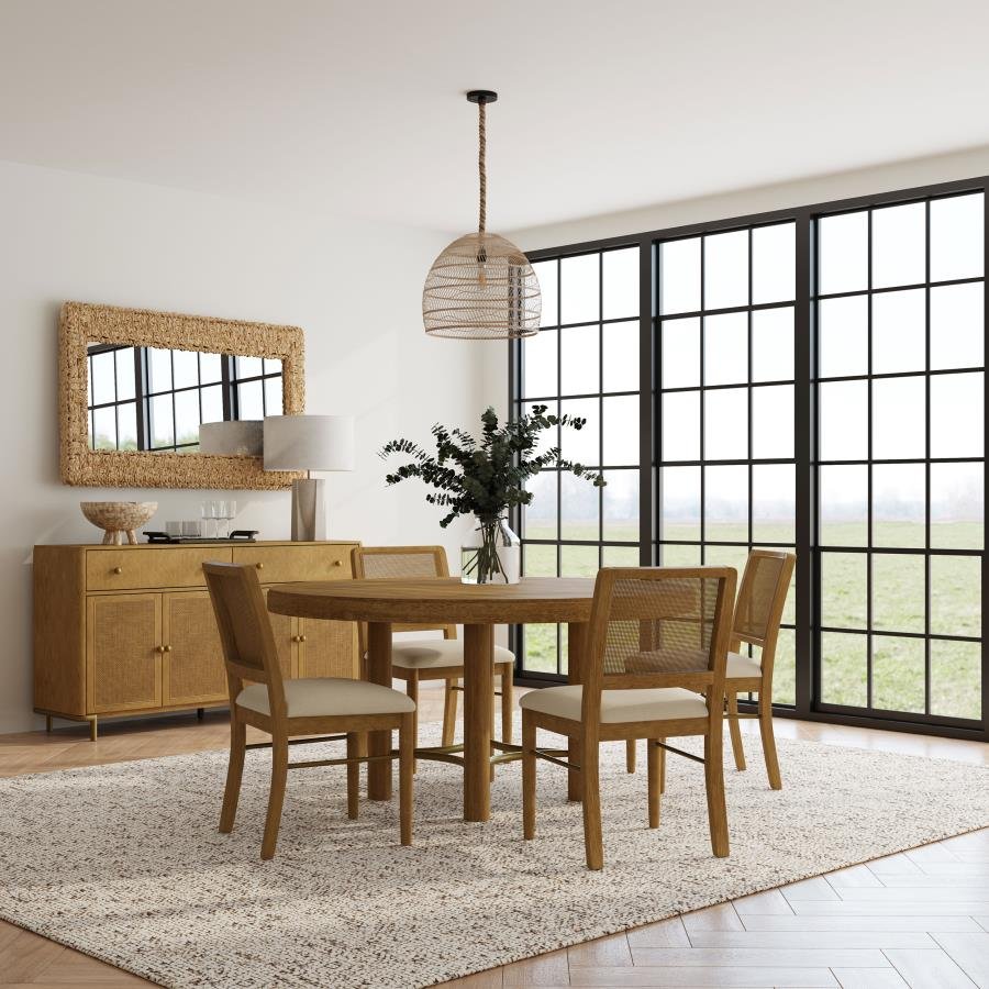 ARINI 5-PIECE ROUND DINING ROOM TABLE SET SAND WASH