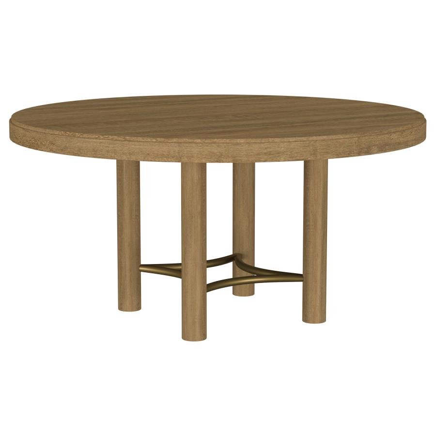 ARINI 60-INCH ROUND WOOD DINING ROOM TABLE SAND WASH