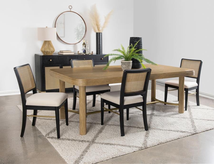 ARINI 5-PIECE EXTENSION LEAF DINING TABLE SET SAND WASH AND BLACK
