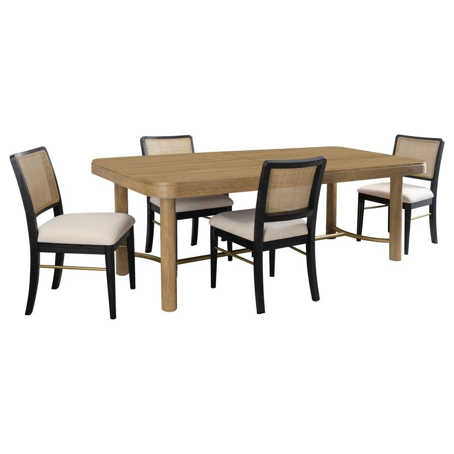 ARINI 5-PIECE EXTENSION LEAF DINING TABLE SET SAND WASH AND BLACK - Image 2