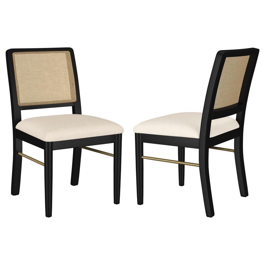 ARINI RATTAN CANE DINING SIDE CHAIR BLACK (SET OF 2)