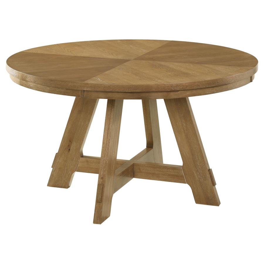 DANVERS ROUND 54-INCH WOOD DINING TABLE BROWN OAK