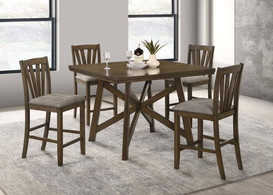 CANFIELD 5-PIECE 47-INCH COUNTER HEIGHT DINING SET BROWN