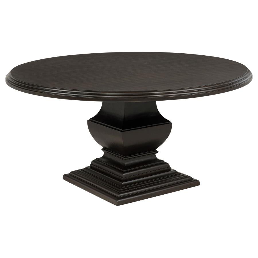 TWYLA 60-INCH ROUND WOOD DINING ROOM TABLE DARK COCOA