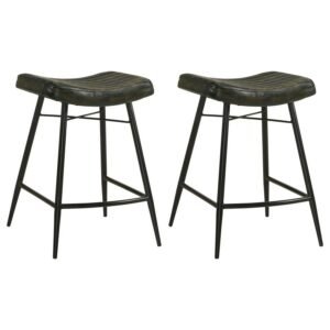 BAYU LEATHER UPHOLSTERED COUNTER STOOL ESPRESSO (SET OF 2)