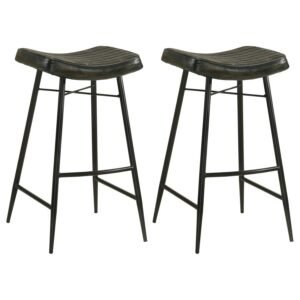 BAYU LEATHER UPHOLSTERED BAR STOOL ESPRESSO (SET OF 2)