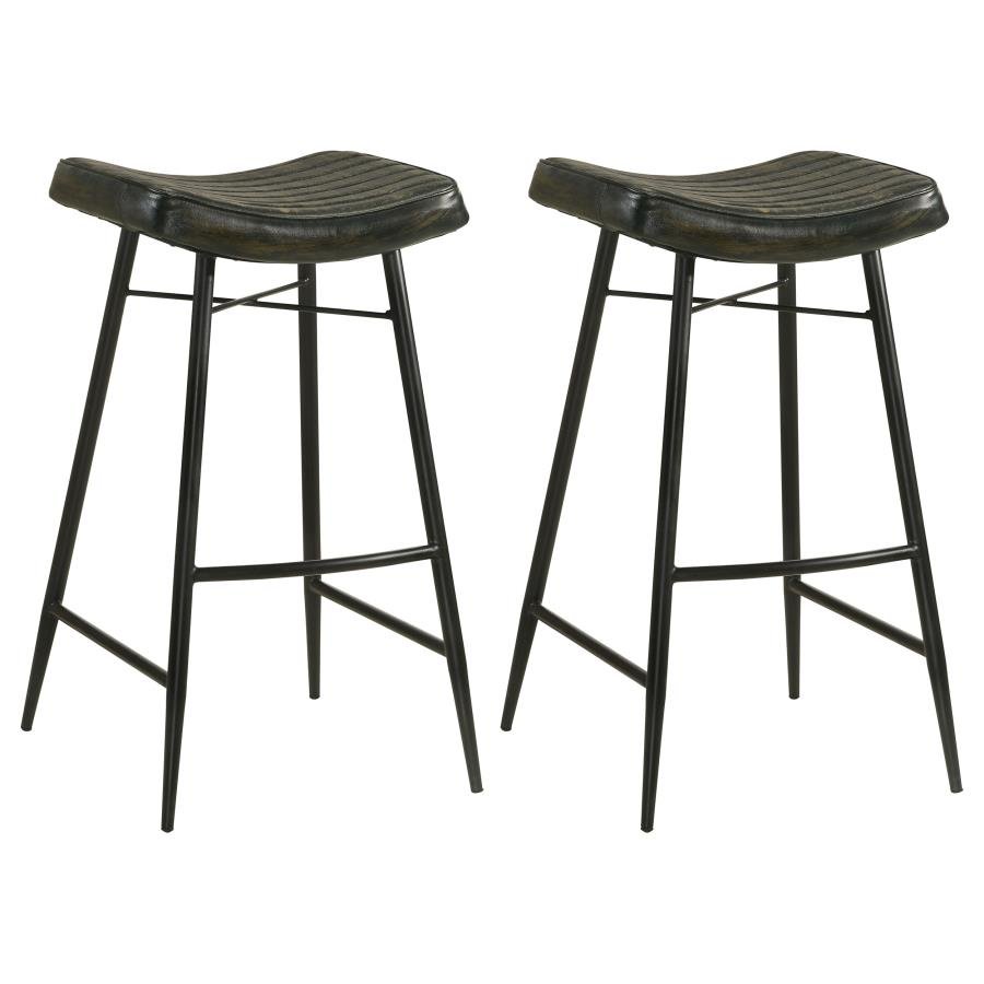 BAYU LEATHER UPHOLSTERED BAR STOOL ESPRESSO (SET OF 2)