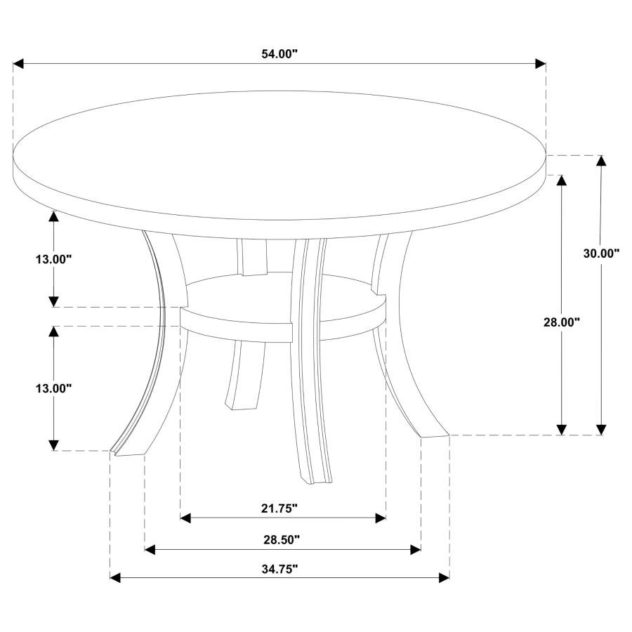 JUDD 54-INCH ROUND DINING WOOD TABLE WITH SHELF PEARL WHITE - Image 6