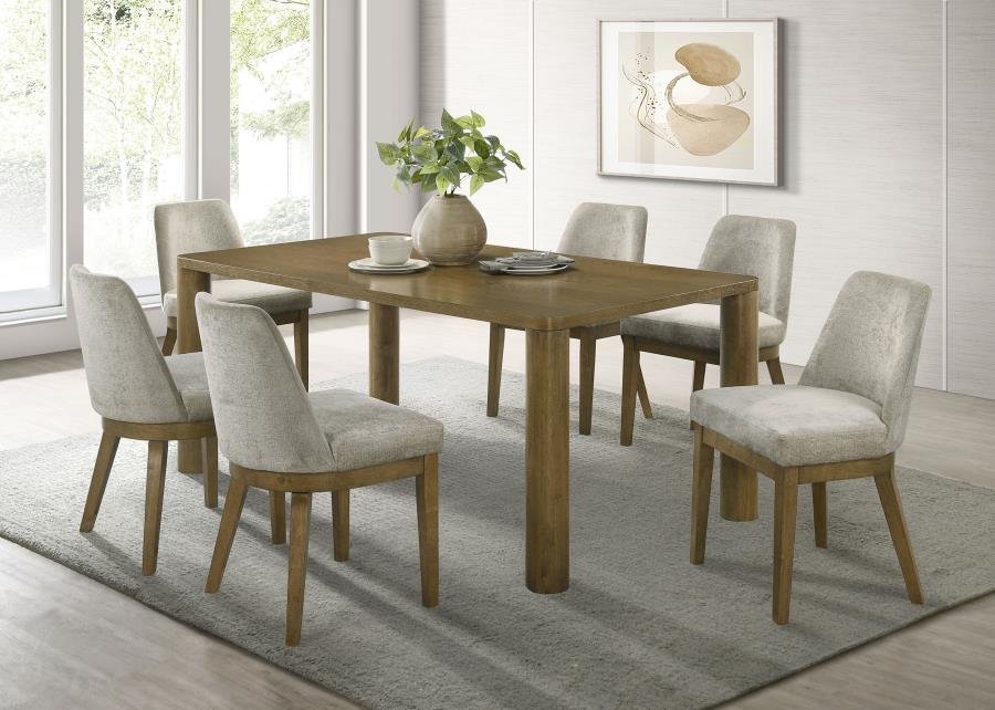 CASTLEWOOD 7-PIECE 71-INCH RECTANGULAR DINING SET BROWN OAK