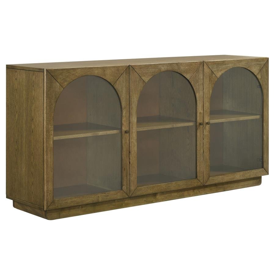 CASTLEWOOD 71-INCH DINING SIDEBOARD BUFFET SERVER BROWN OAK