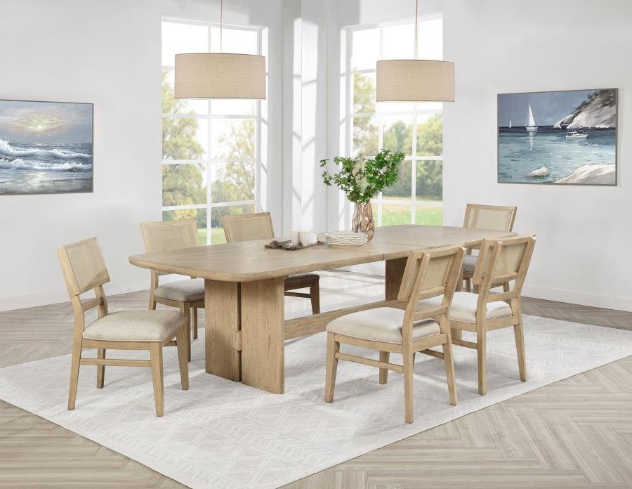KAILANI 7-PIECE RECTANGULAR WOOD DINING TABLE SET BEIGE OAK