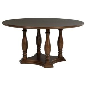 LANDON 60-INCH ROUND WOOD PEDESTAL DINING TABLE RICH BROWN
