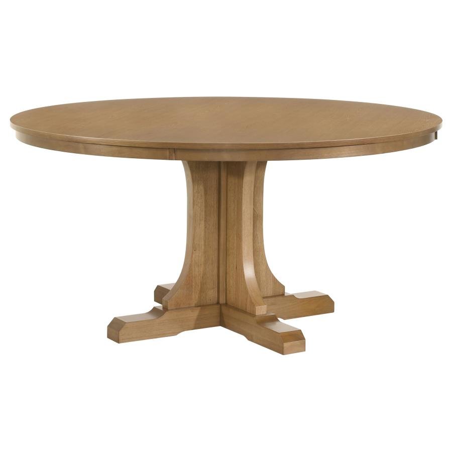 HARTVILLE 60-INCH ROUND DINING TABLE NATURAL LIGHT BROWN