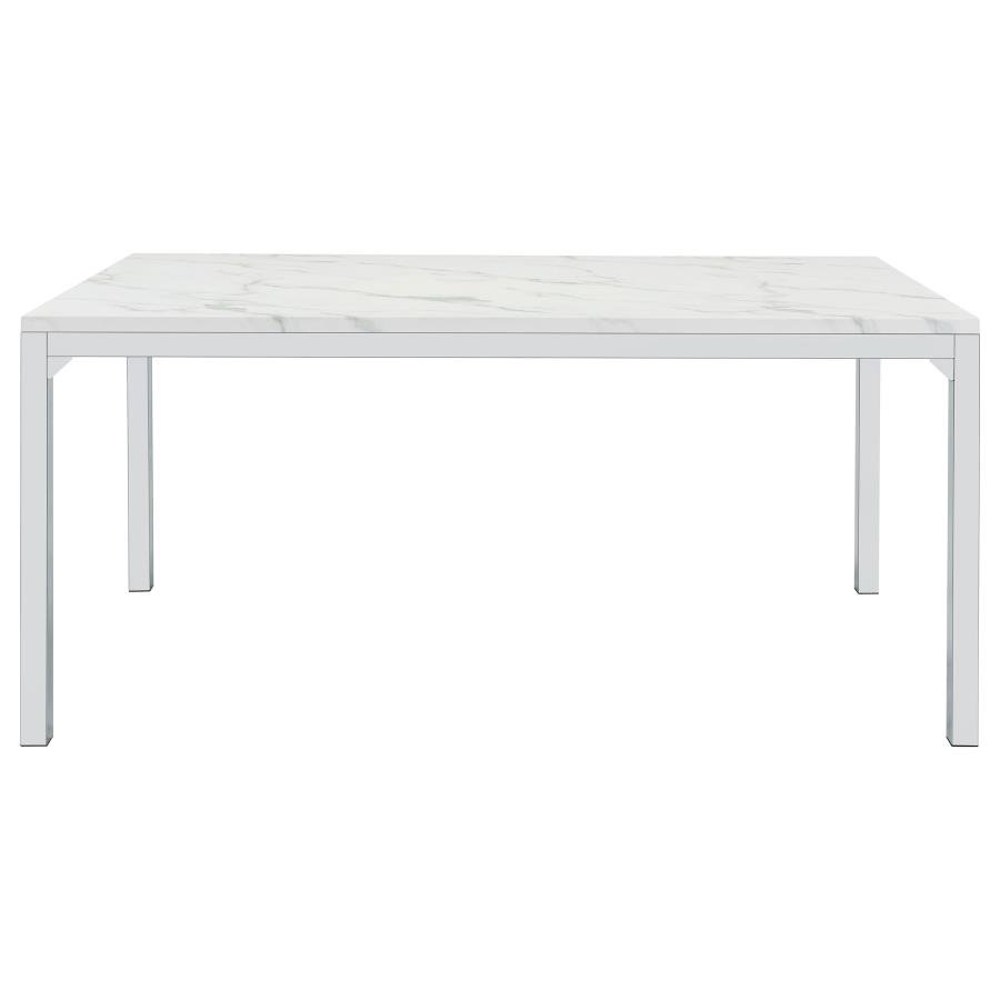 ATHENA RECTANGULAR 64-INCH FAUX MARBLE DINING TABLE CHROME - Image 3