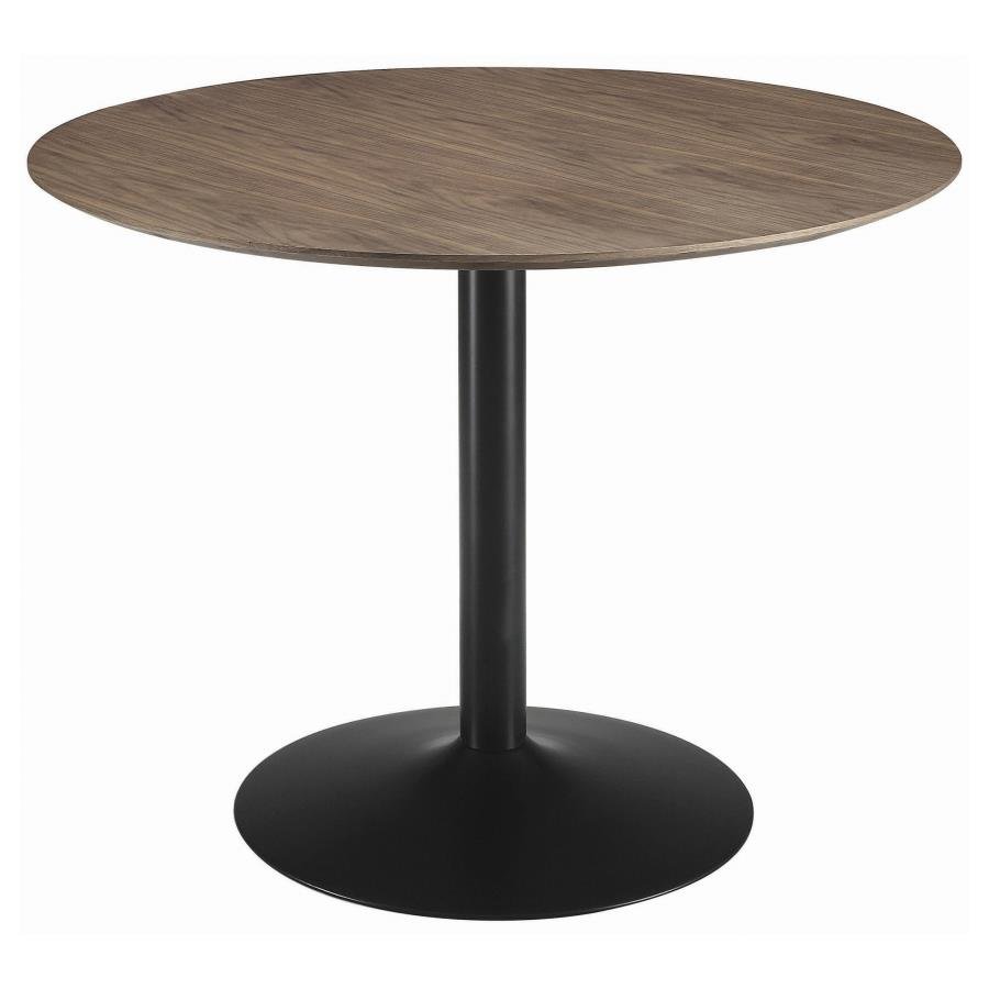 CORA ROUND 40-INCH WOOD TOP DINING TABLE BROWN WALNUT