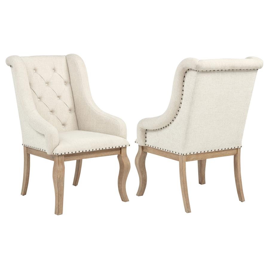 BROCKWAY UPHOLSTERED ARM CHAIR BARLEY BROWN (SET OF 2)
