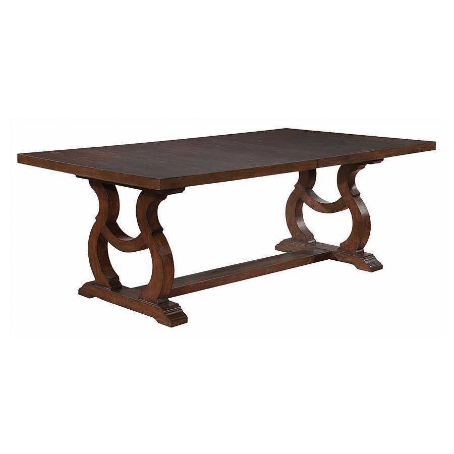 BROCKWAY 104-INCH EXTENSION LEAF DINING TABLE ANTIQUE JAVA