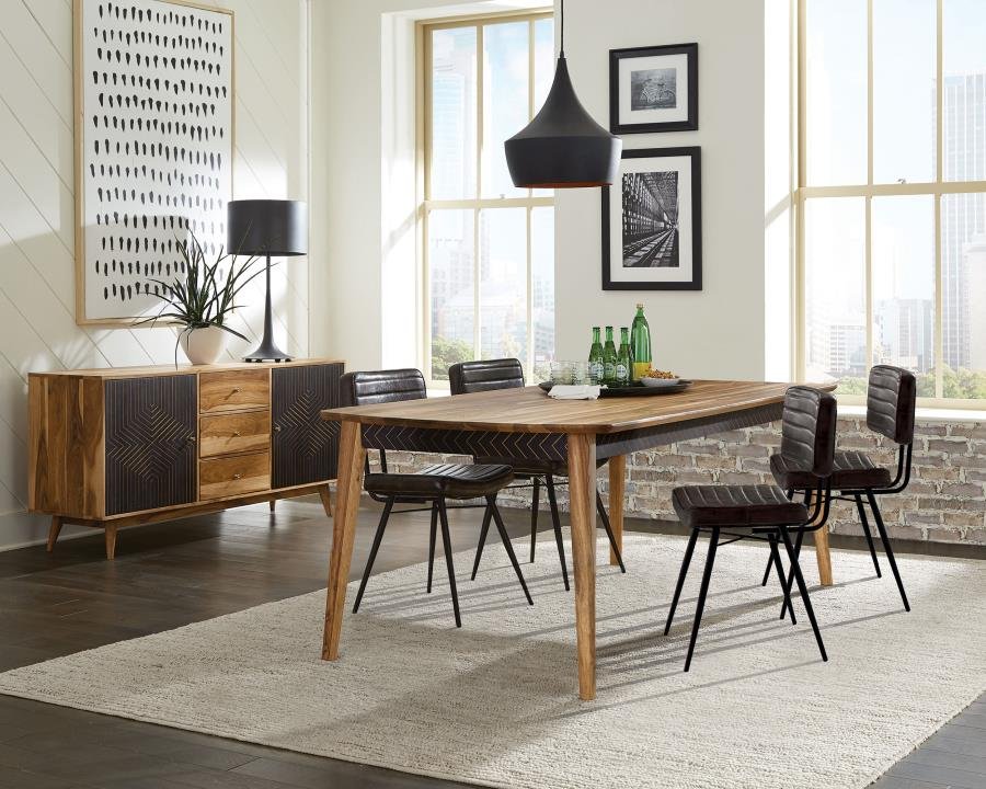 PARTRIDGE 5-PIECE DINING SET NATURAL SHEESHAM AND ESPRESSO