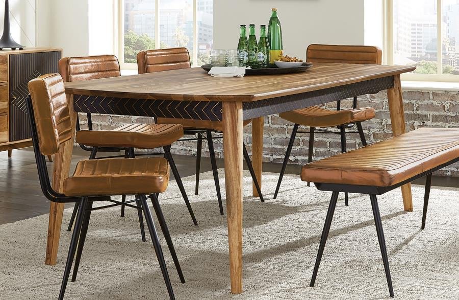 PARTRIDGE RECTANGULAR 80-INCH DINING TABLE NATURAL SHEESHAM - Image 2
