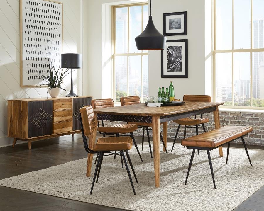 PARTRIDGE RECTANGULAR 80-INCH DINING TABLE NATURAL SHEESHAM - Image 9