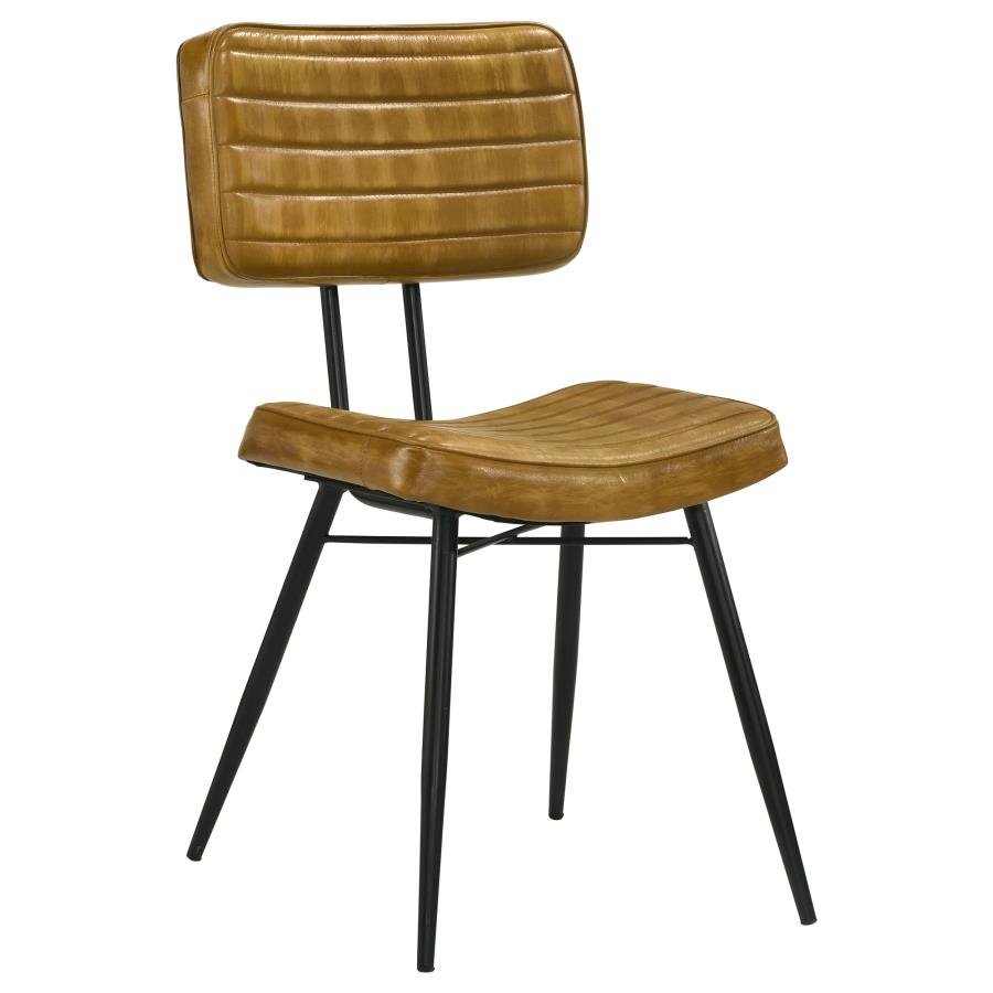 MISTY LEATHER UPHOLSTERED DINING SIDE CHAIR CAMEL (SET OF 2)