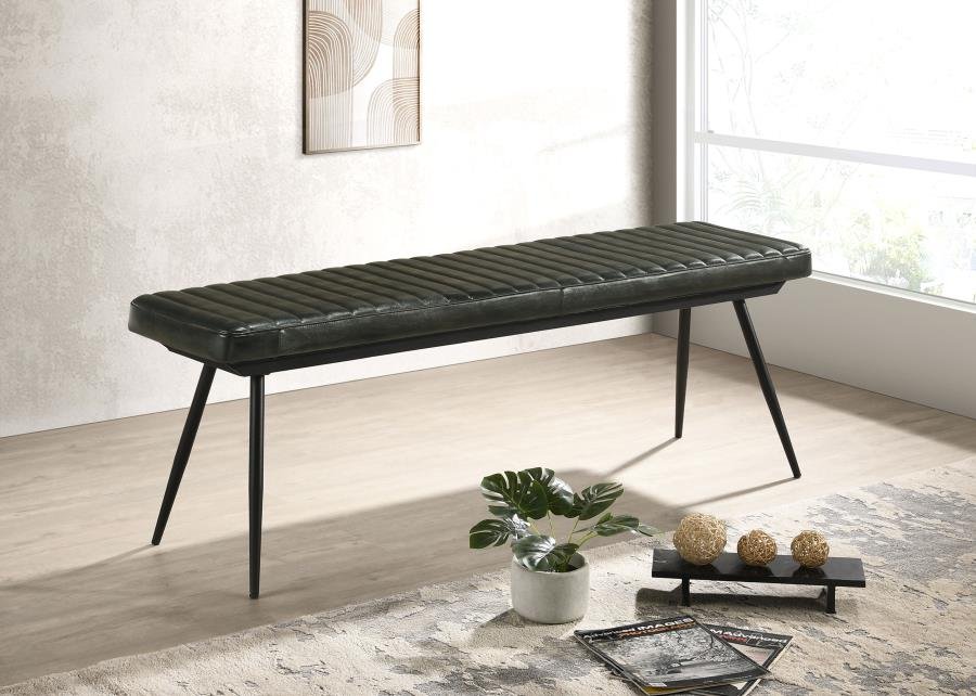 MISTY LEATHER UPHOLSTERED DINING BENCH ANTIQUE ESPRESSO