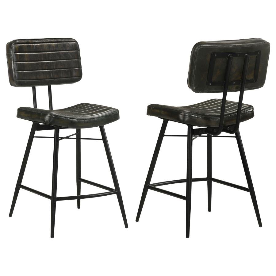 PARTRIDGE LEATHER COUNTER CHAIR ANTIQUE ESPRESSO (SET OF 2)