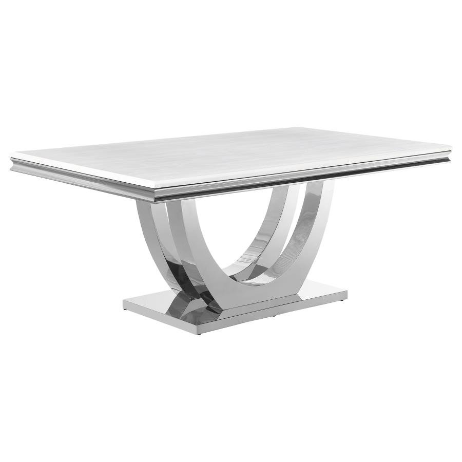 KERWIN RECTANGULAR 71-INCH STONE TOP DINING TABLE WHITE