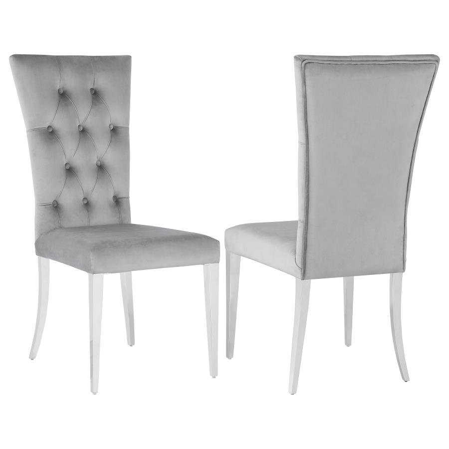 KERWIN VELVET UPHOLSTERED DINING SIDE CHAIR GREY (SET OF 2)