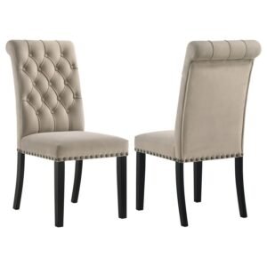 ALANA VELVET UPHOLSTERED DINING SIDE CHAIR SAND (SET OF 2)