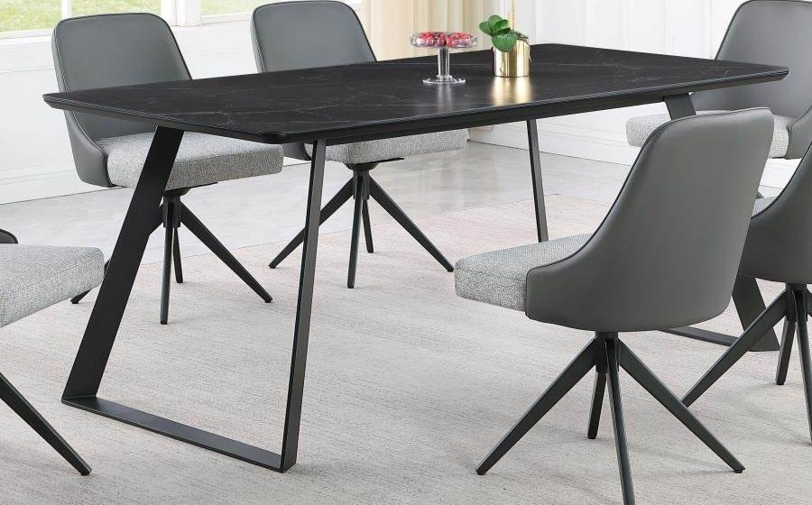 SMITH RECTANGULAR 71-INCH CERAMIC TOP DINING TABLE BLACK - Image 2