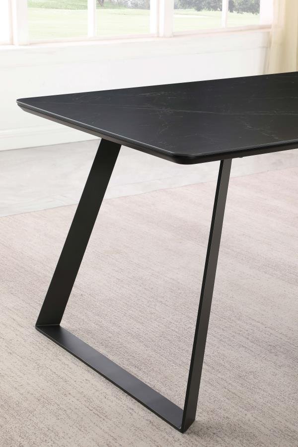 SMITH RECTANGULAR 71-INCH CERAMIC TOP DINING TABLE BLACK - Image 7