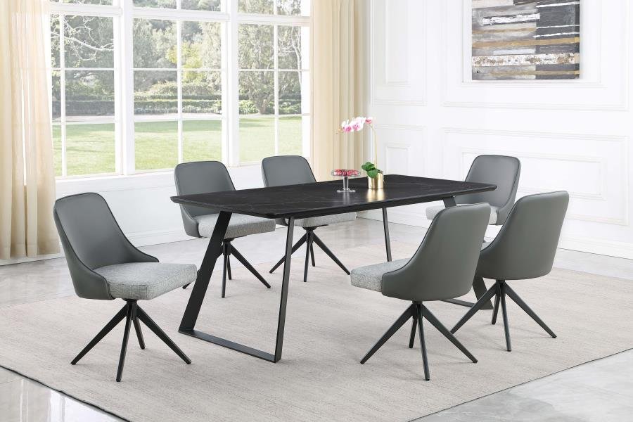 SMITH RECTANGULAR 71-INCH CERAMIC TOP DINING TABLE BLACK - Image 9