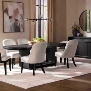 LEANDRO 7-PIECE RECTANGULAR DINING TABLE SET BURNISHED BLACK