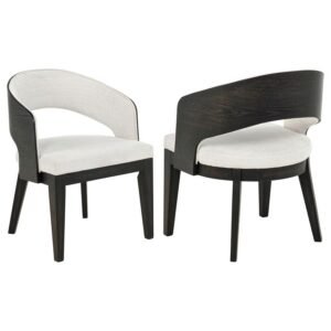 LEANDRO UPHOLSTERED DINING ARM CHAIR CREAM (SET OF 2)